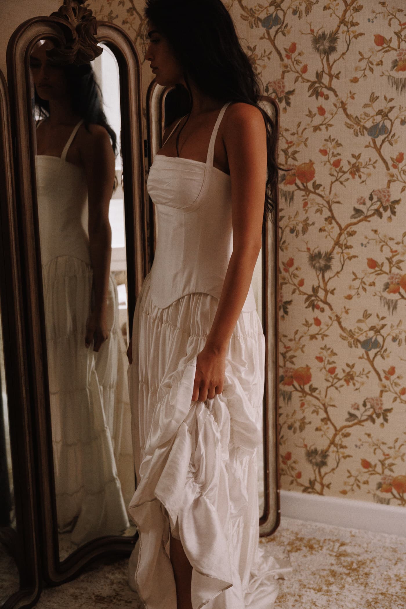 Pleated Silk Bustier