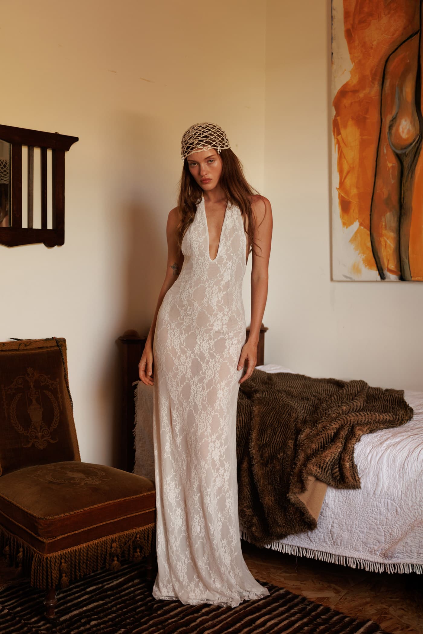 V Neck Lace Dress