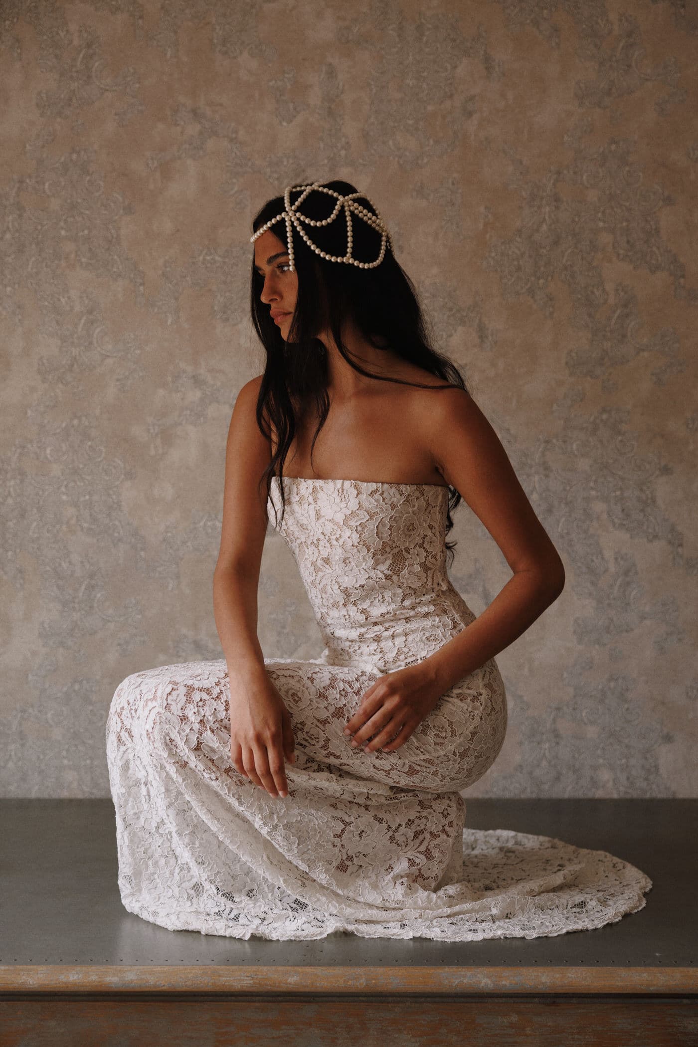Strapless Lace Gown