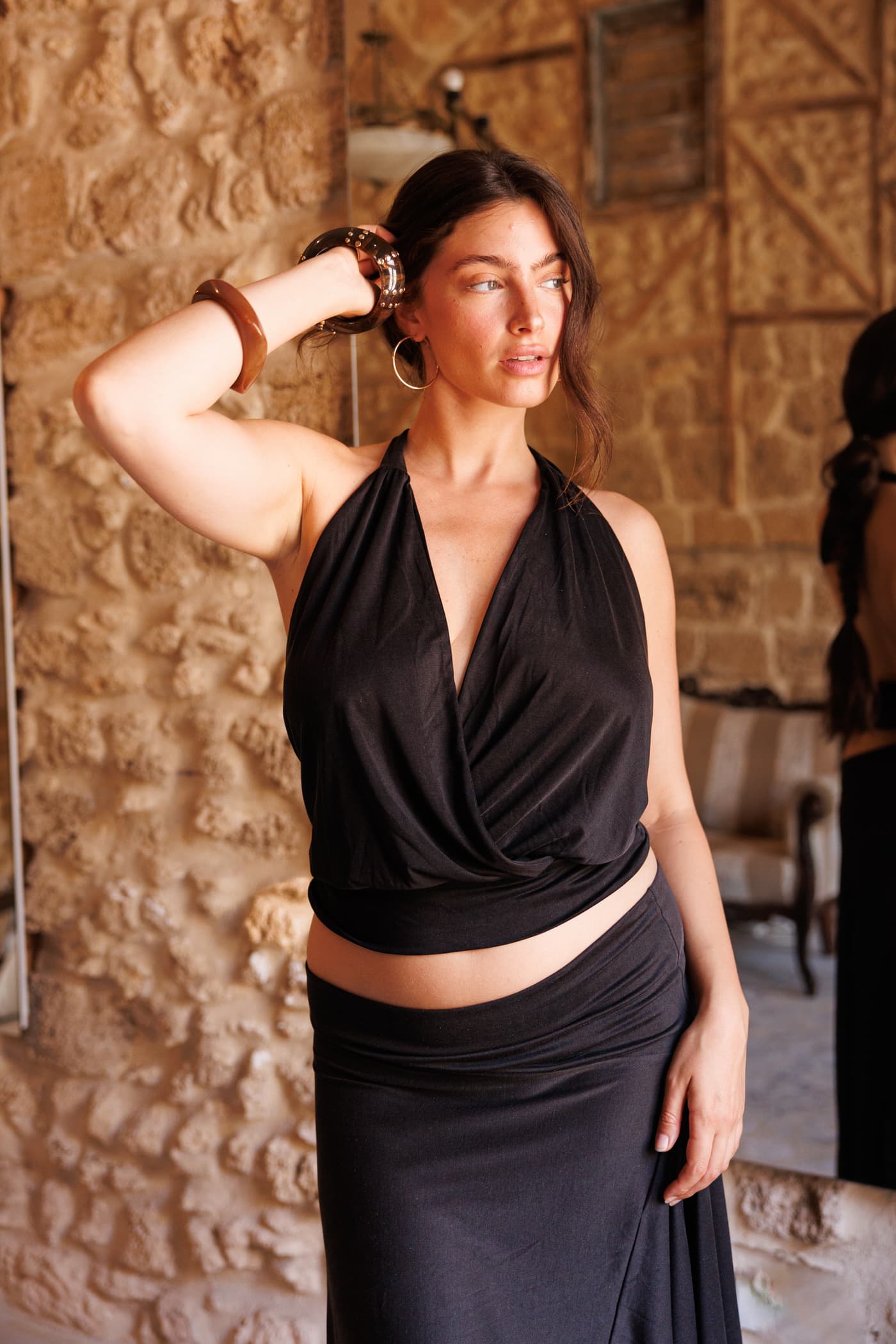 Wrapped Halter Top - Black